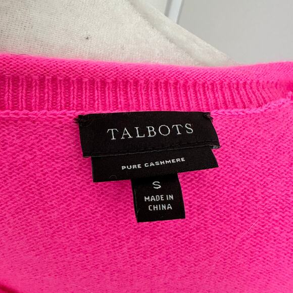 Talbots 100% Cashmere Small Hot Pink Crewneck Sweater Women's Long Sleeve Shirt - Picture 6 of 7